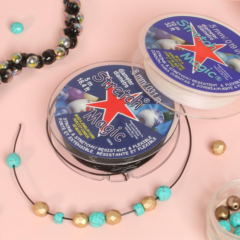 Stretch Magic Elastic Beading Cord â€“ Black Color, 1mm in Diameter, 5-Meter (16.4 ft) - Easy to Knot, Strong & Stretchy String for Making Beaded Jewelry - Image 2